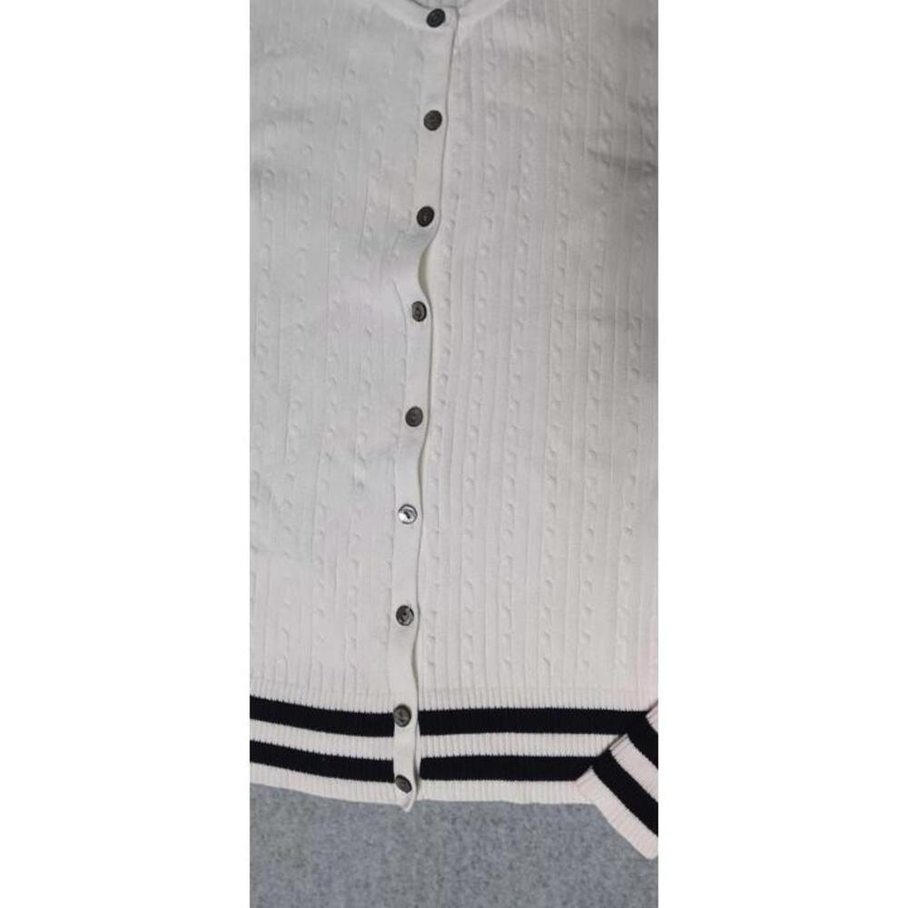 Alexandra Barlett Button Up Cardigan Womens Size PM Whita Nd Black Ribbed... - Picture 5 of 10